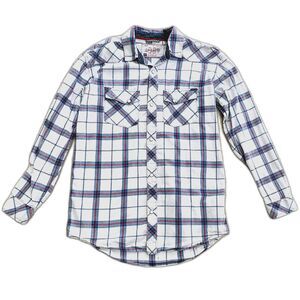 GAP Kids Sz XXL (14-16) Western Button Pearl Snap Plaid Shirt Cowboy Rodeo VTG